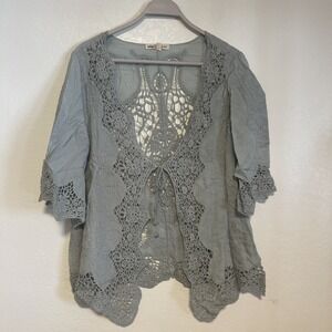Woman's Sage Indigo Thread Co Crochet Lace Top Size 1X NEW